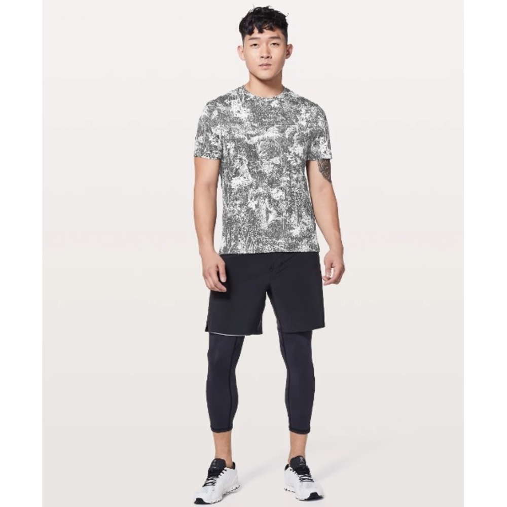 LULULEMON Mens Athletic Running T-Shirt Large Floral Short Sleeve Reflective Tee - Picture 5 of 15